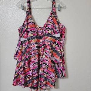 MagicSuit Womens Swiming Rita Tankini Top 3 Tier Layered shapewear Sz 24